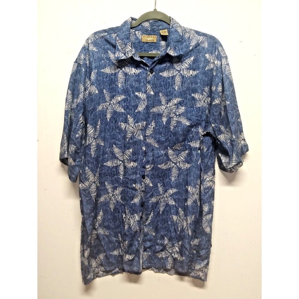 Hawaiian Shirt Beach shirt XLT tropical floral Starfish dusky blue Natural Issue